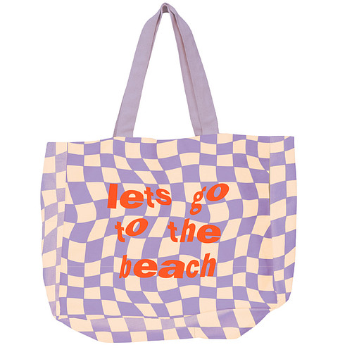 Grote tas - Lets Go To The Beach - Biologisch Katoen - 48x14x42cm