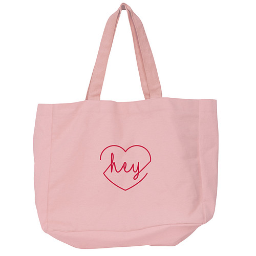 Grote tas - 'Hey'  in Hart - Biologisch Katoen - 48x14x42cm