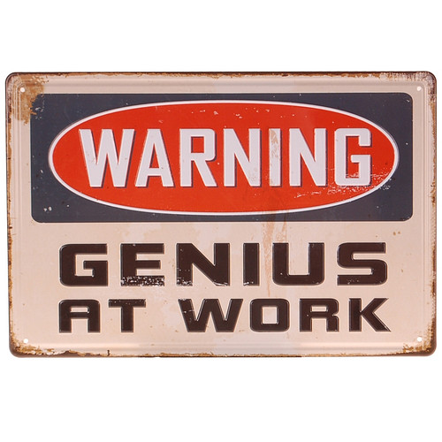 Metalen plaatje - genius at work
