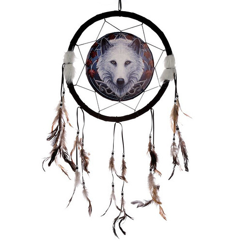 Dromenvanger - Alliance Wolf Wachter - Lisa Parker - Veren/Kralen - 33cm