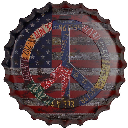 Bierdop/Kroonkurk Amerkaanse Vlag - Peace Sign