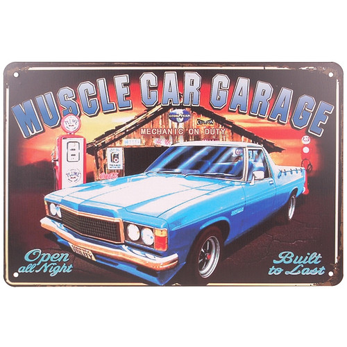 Metalen plaatje - Muscle car garage