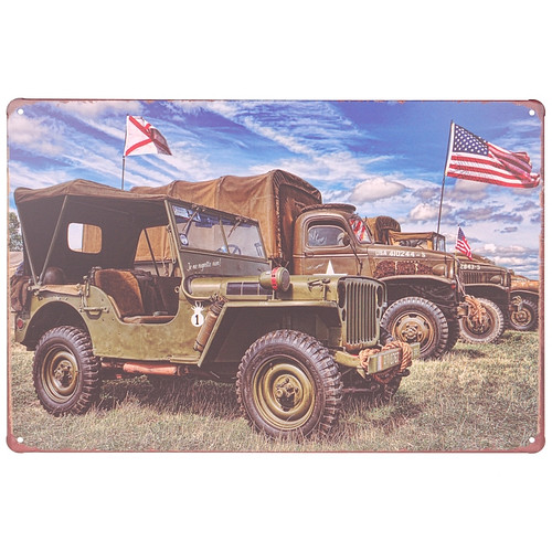 Metalen plaatje - Legerauto