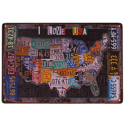 Metalen plaatje - Kaart Amerika