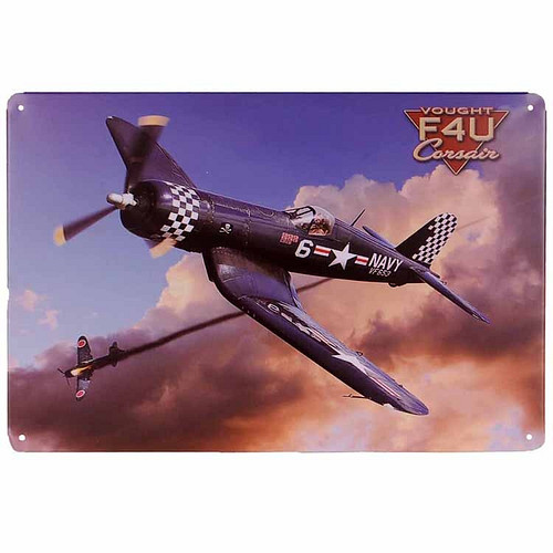 Metalen plaatje - Vliegtuig F4-U Corsair