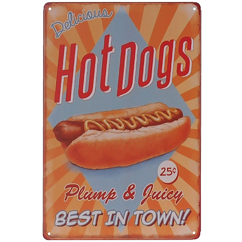 Metalen plaatje - Hot Dogs Best In Town