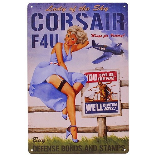 Metalen plaatje - Corsair F4U - Lady of the Sky