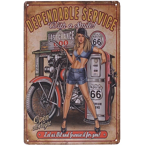 Metalen plaatje - Motor Gasstation Route 66