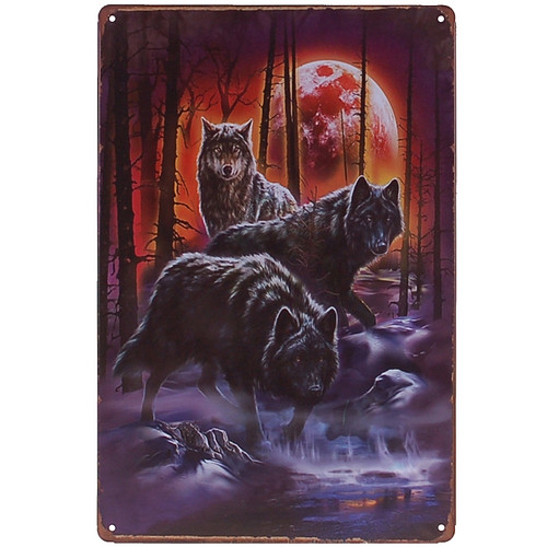Metalen plaatje - Wolven