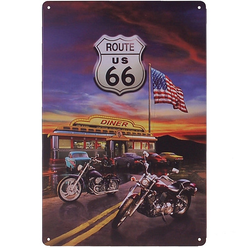 Metalen plaatje - Route 66 Motor Diner