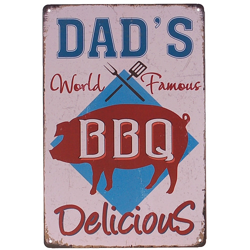 Metalen plaatje - Dad's BBQ World Famous