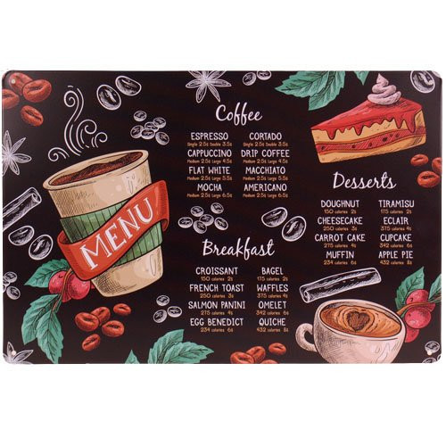 Metalen plaatje Coffee Menu - Koffie - 31x21 cm 