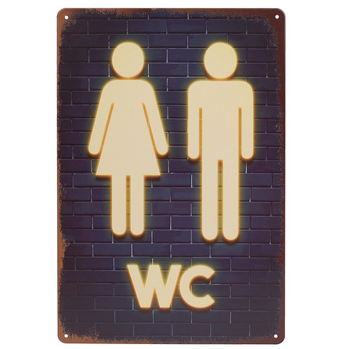 Metalen Plaatje - WC Vrouwtje/Mannetje Icoon - 20x30cm
