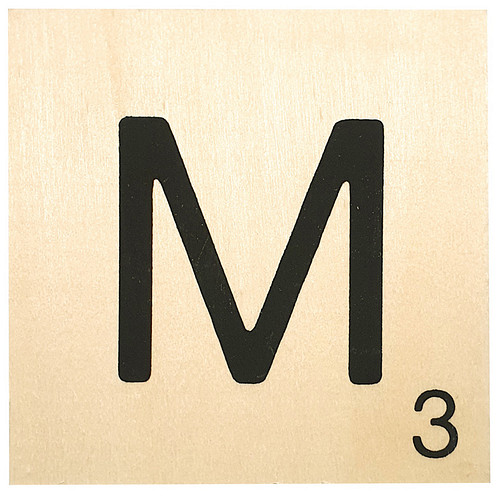 Houten Bordje 10x10x0.5cm - M - Zwarte Letter/Woordwaarde - Onbehandeld - Onderzetter/Homedeco