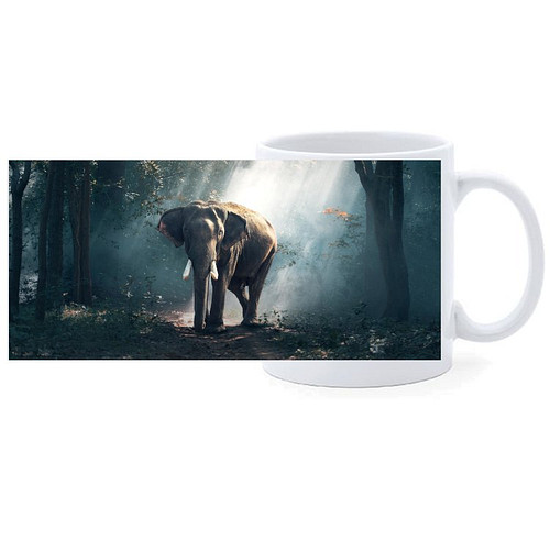 Beker - Olifant in Bos met Zonnestralen