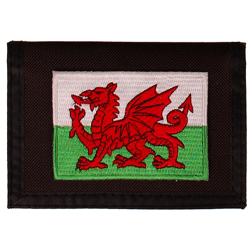 Portemonnee zwart 14x10cm - Vlag Wales - 8x6cm 