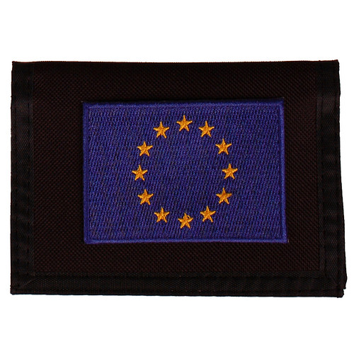 Portemonnee zwart 14x10cm - Vlag Europa - 8x6cm 