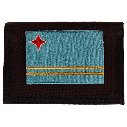 Portemonnee zwart 14x10cm - Vlag Aruba - 8x6cm 
