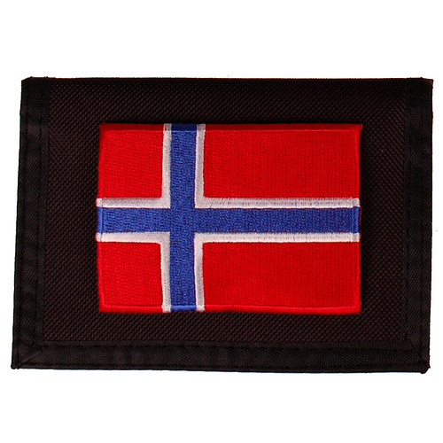 Portemonnee zwart 14x10cm - Vlag Noorwegen - 8x6cm 