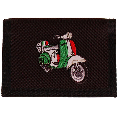 Portemonnee zwart 14x10cm - Scooter Italie Vespa - 6x6cm 