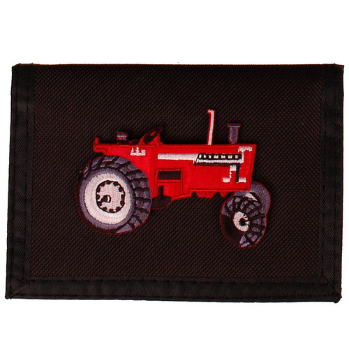 Portemonnee zwart 14x10cm - Trekker Tractor Rood - 7,5x4cm 