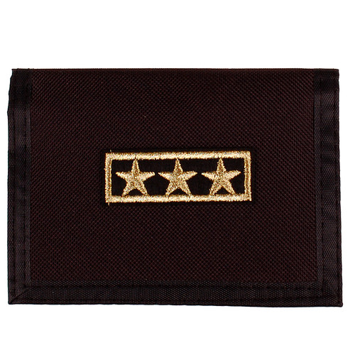 Portemonnee Zwart Stof Vouwbaar - Goudkleurige Sterren Militair - 14x10cm
