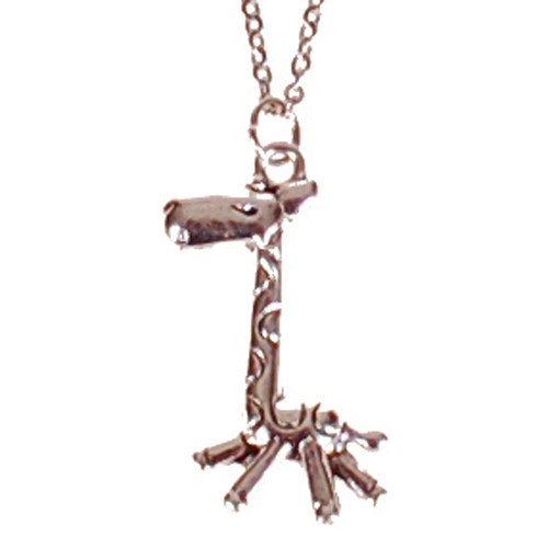 Ketting RVS Zilverkleurig 55cm - Hangertje Giraf Zilverkleurig 2,5cm