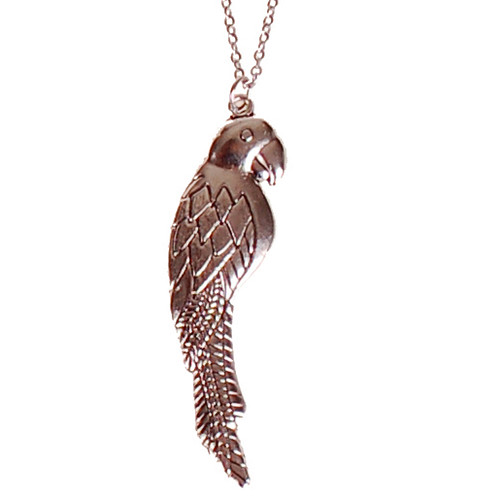 Ketting RVS Zilverkleurig 55cm - Hangertje Papegaai Zilverkleurig 5,5cm
