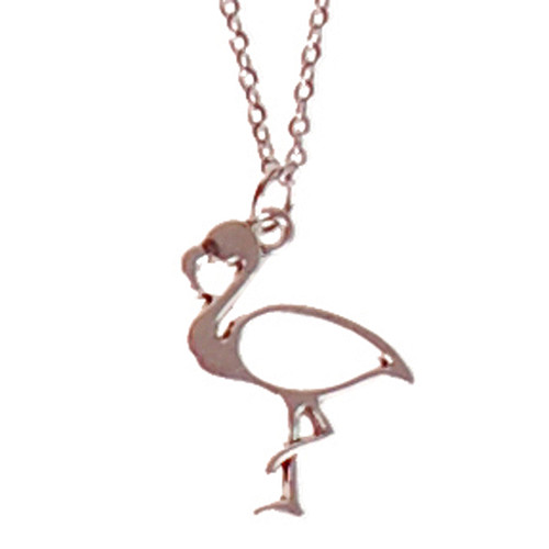 Ketting RVS Zilverkleurig 55cm - Hangertje Flamingo Zilverkleurig 2,5cm