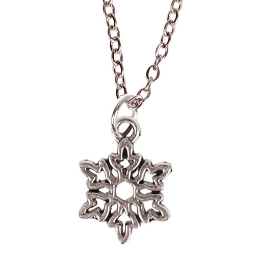 Ketting Zilverkleurig 55cm - Hangertje sneeuwvlokje zilverkleurig 1,2cm