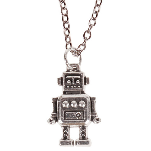 Ketting Zilverkleurig 55cm - Hangertje Robot zilverkleurig 2cm