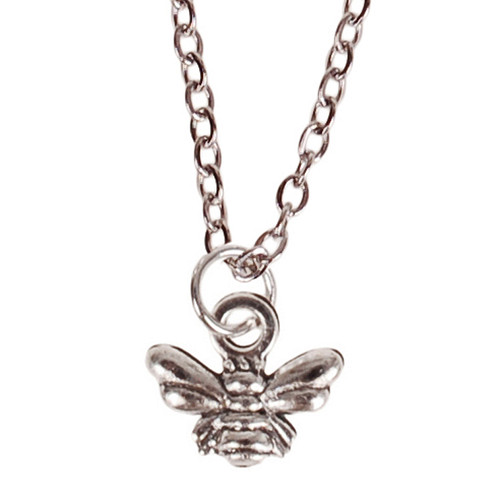 Ketting Zilverkleurig 55cm - Hangertje Bijtje zilverkleurig 1cm