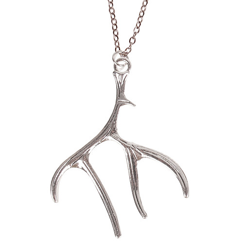 Ketting Zilverkleurig 55cm - Hanger Gewei zilverkleurig 5x4cm