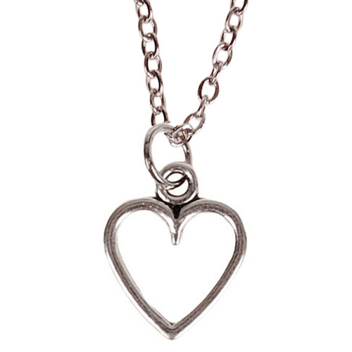 Ketting Zilverkleurig 55cm - Hangertje Hartje zilverkleurig 1,2cm