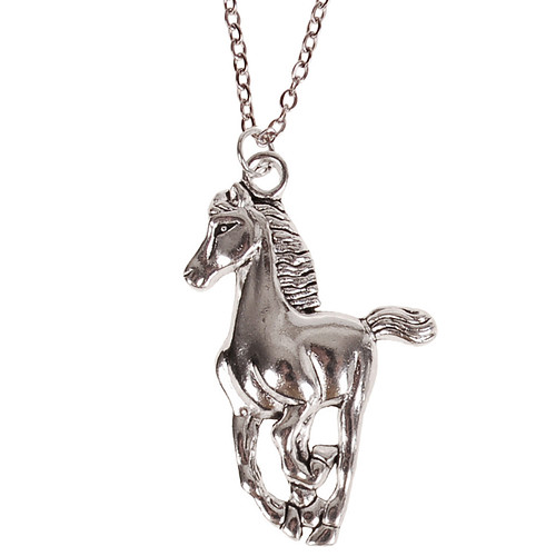 Ketting Zilverkleurig 55cm - Hanger Paard zilverkleurig 4x2,5cm