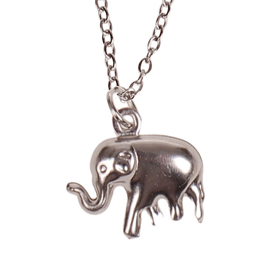 Kinderketting Zilverkleurig 45cm - Hangertje Olifant zilverkleurig 1,5cm