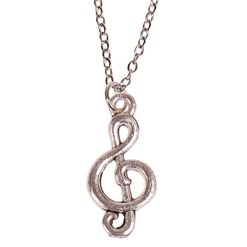 Kinderketting Zilverkleurig 45cm - Hangertje Muzieksleutel zilverkleurig 2cm