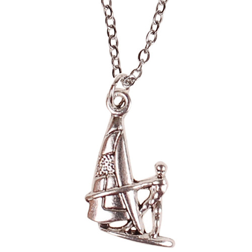 Kinderketting Zilverkleurig 45cm - Hangertje Zeilboot zilverkleurig