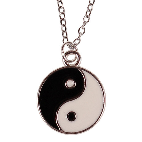 Kinderketting Zilverkleurig 45cm - Hangertje Yin Yang zilverkleurig