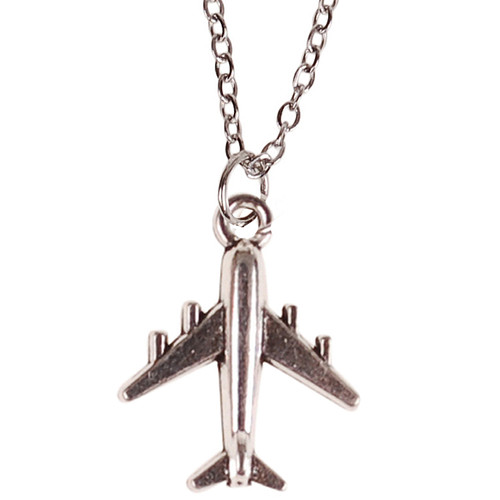 Ketting Zilverkleurig 55cm - Hangertje Vliegtuig zilverkleurig