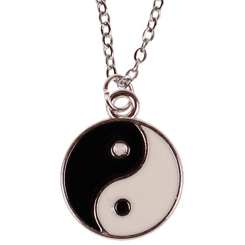 Ketting Zilverkleurig 55cm - Hangertje Yin Yang zilverkleurig