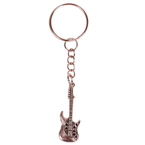 Sleutelhanger/Tashangertje - Zilverkleurige Sleutelring - Hangertje Gitaar Zilverkleurig 3,5cm  