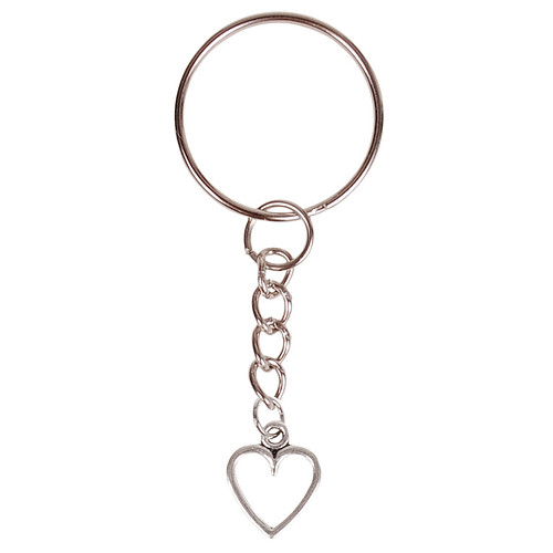 Sleutelhanger - Zilverkleurige Sleutelring - Hangertje Hartje zilverkleurig 1,2cm