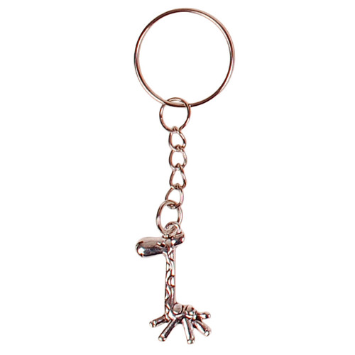 Sleutelhanger - Zilverkleurige Sleutelring - Hangertje Giraf Zilverkleurig 2,5cm 