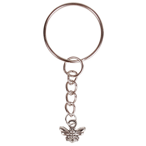 Sleutelhanger/Tashangertje - Zilverkleurige Sleutelring - Hangertje Bijtje zilverkleurig 1cm