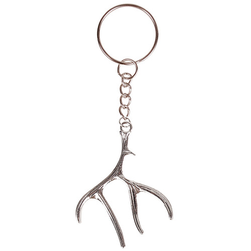 Sleutelhanger/Tashangertje - Zilverkleurige Sleutelring - Hanger Gewei zilverkleurig 5x4cm