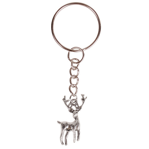 Sleutelhanger - Zilverkleurige Sleutelring - Hangertje Hert zilverkleurig 3x2cm