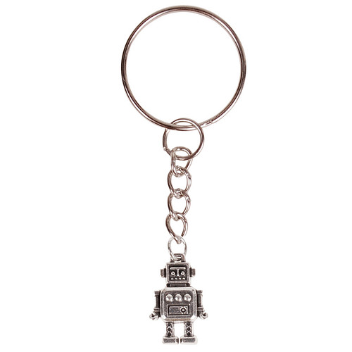 Sleutelhanger - Zilverkleurige Sleutelring - Hangertje Robot zilverkleurig 2cm