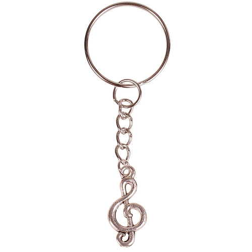 Sleutelhanger - Zilverkleurige Sleutelring - Hangertje Muzieksleutel zilverkleurig 2cm