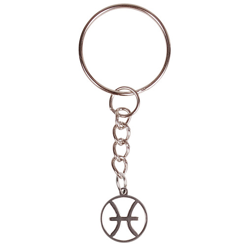 Sleutelhanger/Tashangertje - Zilverkleurige Sleutelring - hanger sterrenbeeld Vissen